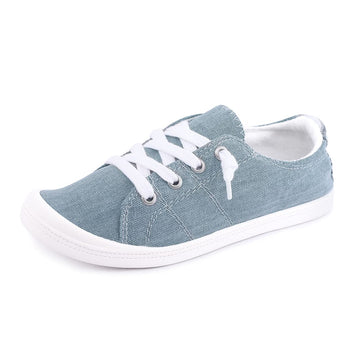 Womens Slip On Canvas Sneaker Low Top Casual Walking Shoes Classic Comfort Flat Fashion Sneakers (Blue Jean 07)