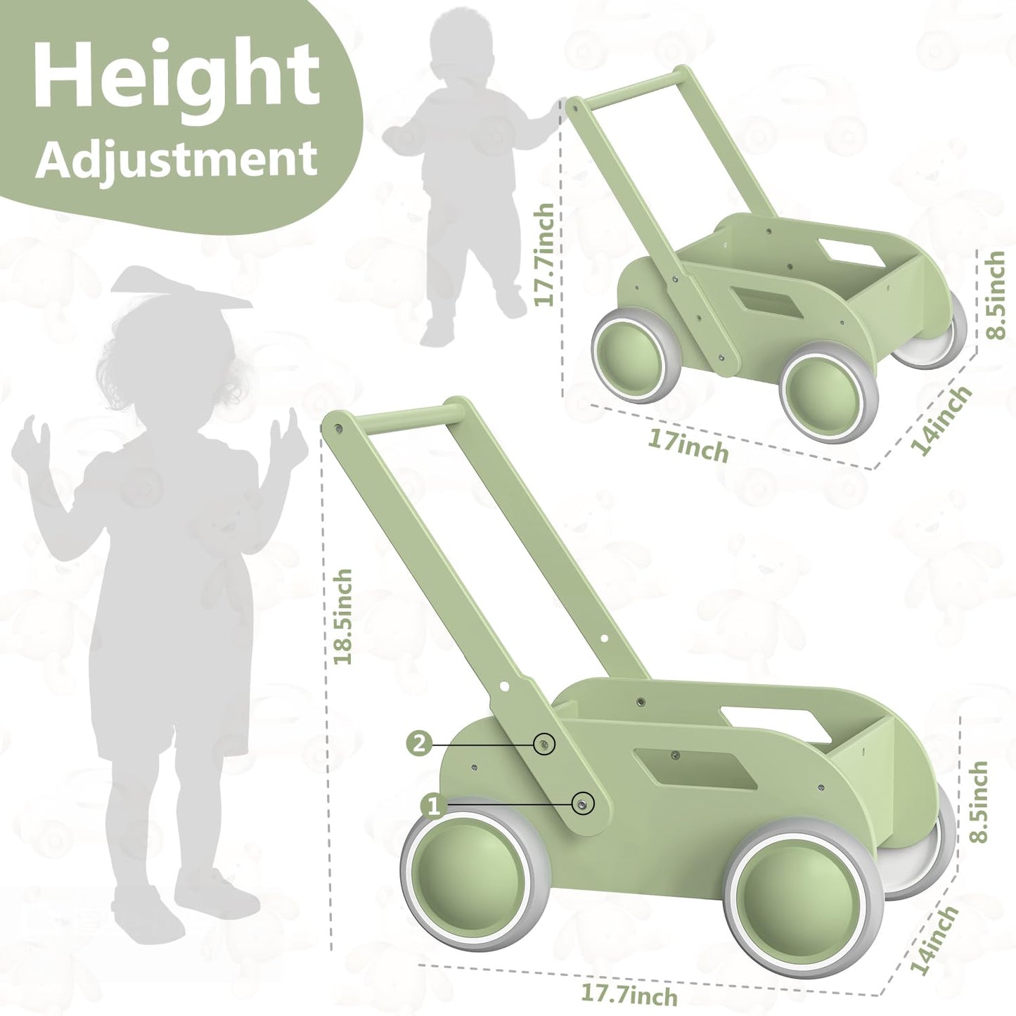 Wooden Baby Walker For Infants To Toddler, Baby Push Walker With Wheels For Boys Girls, Toys Gift For Birthday Christmas New Yea
