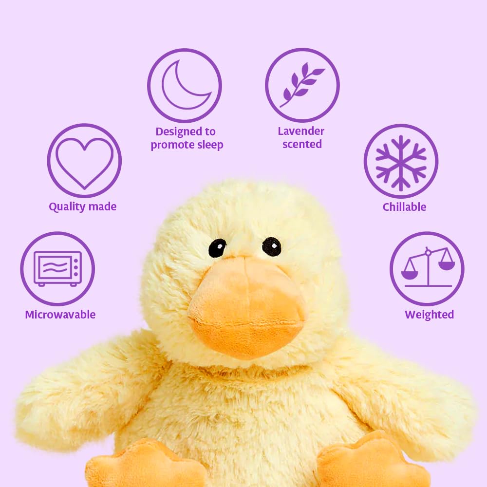 warmies Duck Microwavable Weighted Stuffed Animal Plushie - Yellow, 1 Count, Soft Polyester for Warmth & Comfort