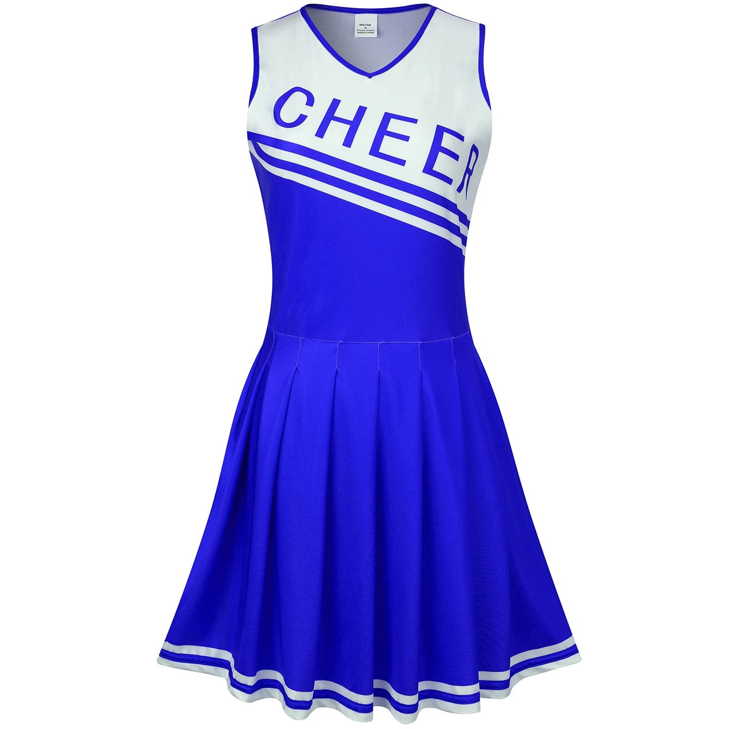 Grajtcin Girls Cheerleader Costume Dress For Kids Halloween Costume 13 Years Cheer Uniform Cheerleading Outfit (160, Blue)