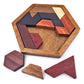 KINGOU Hexagon Tangram Puzzle Wooden Brain Puzzles for Kids & mature-themed Challenge Wooden Brain Teasers Puzzle Games for Family Party Gift - Brain Games for Kids