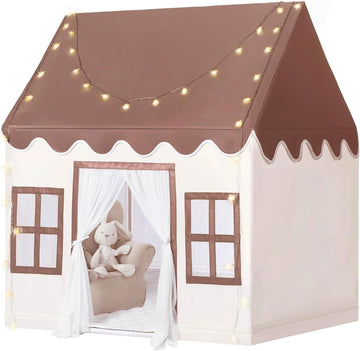 Wilwolfer Play Tent For Kids Indoor - Kids Play Tent Indoor Toddlers Play Tent Large Toddler Tent For Kids Toy House Birthday Gift For Boys & Girls Playroom Decor (Brown Playhouse)