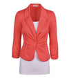 Aulina Collection Womens Casual Work Solid Color Knit Blazer Coral Medium