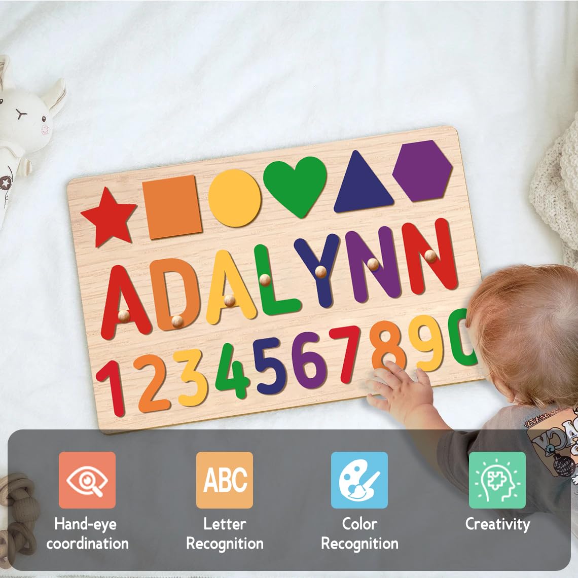Sabdrau Montessori Busy Board Toys: Wooden Sensory Toy For Toddler With Led Light Up Switch, Educational/Christmas/Birthday Gift