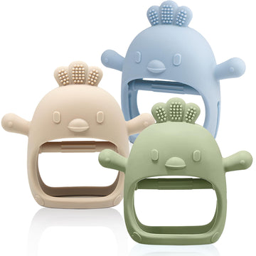 3 Packs Baby Teething Toy Silicone Teething Mitten for Babies Over 3 Months Anti Dropping Wrist Hand Teethers Baby Chew Toys for