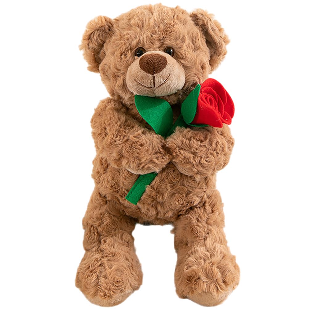 Wgxzyq Teddy Bear Stuffed Animal With Rose, Soft Cuddly Stuffed Plush Bear, Gifts For Kids Baby Toddlers On Baby Shower, Valenti