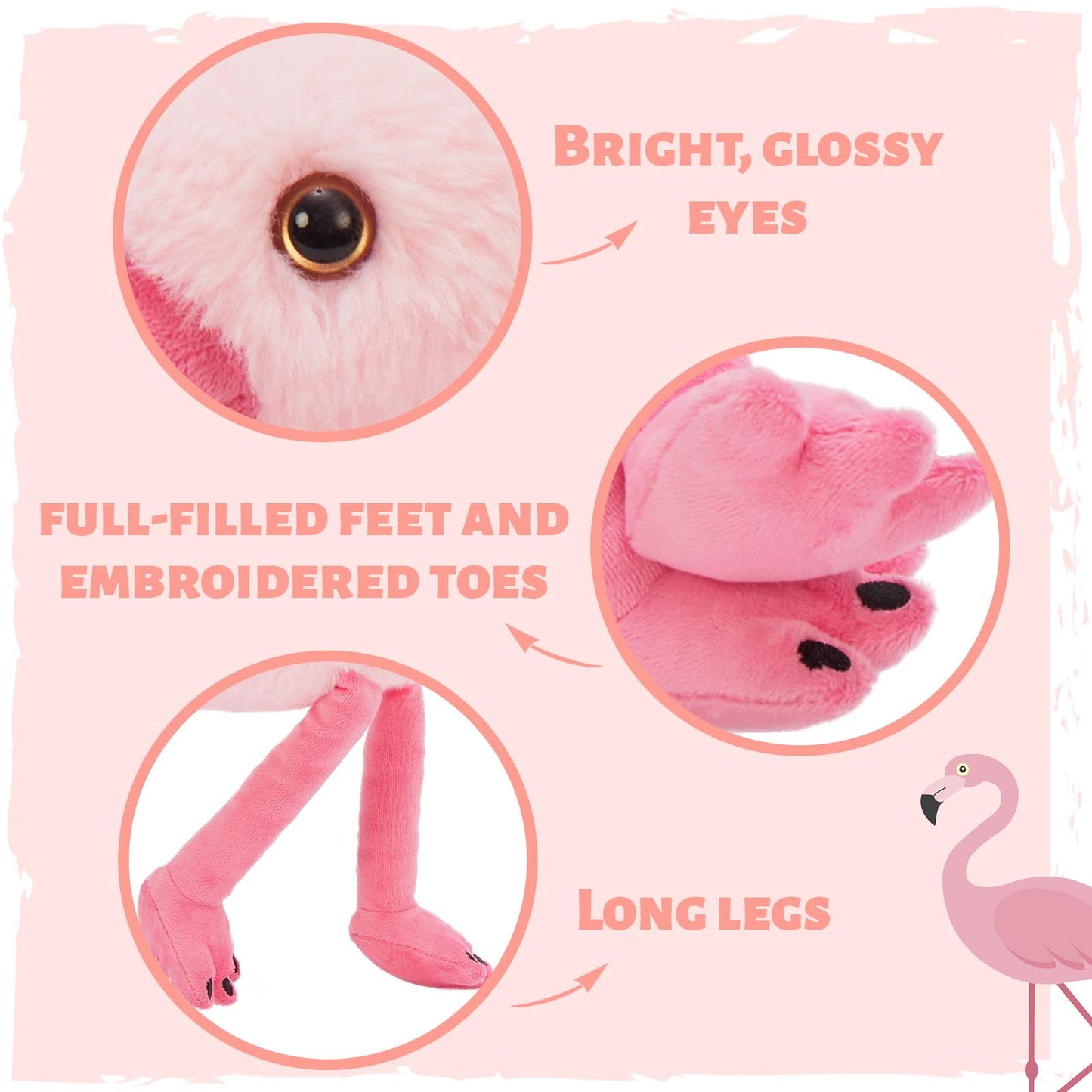 Tezituor Flamingo Stuffed Animal with 4 Babies 17.7  Pink Mommy Flamingo Plush with 4 Babies Soft Bird Toy for Kids Birthday Gift Nursery Decor