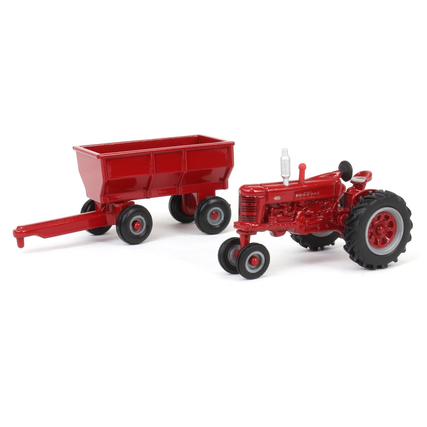 Case IH 1/64 Farmall 400 Narrow Front Tractor with Flarebox Wagon, Diecast Metal, Soft-feel Tires, Ages 3+