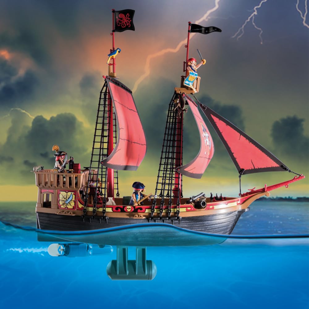 Playmobil Pirates Large Floating Ship with Cannon, Multicoloured, Model 70411, One Size, Plastic