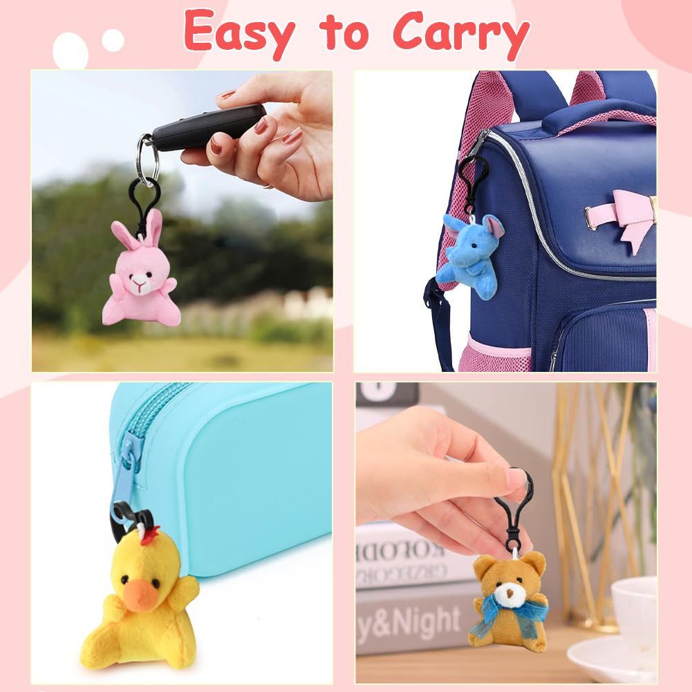 Camirus 24Pcs Mini Animal Plush Toy Assortment, Tiny Stuffed Animals Keychain Decoration For Kids, Small Stuffed Animal Bulk For Kids
