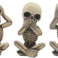 Ebros Gothic Alchemy Whimsical See Hear Speak No Evil Baby Skeletons Statue Set Of Three 4.25' High Halloween Decor Ossuary Graveyard Macabre No Evils Skulls Skeletons Skeletal Figurines