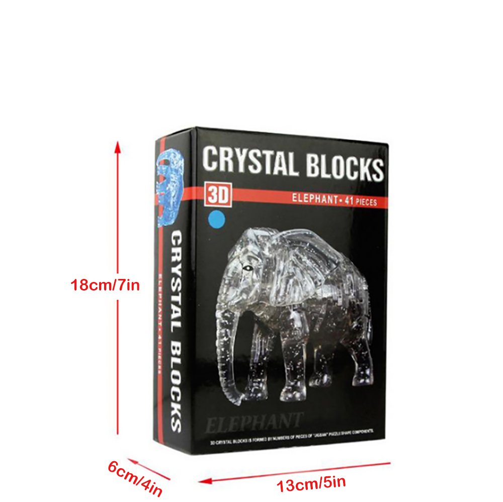 Lrrh Novelty Creativity 3D Crystal Jigsaw Puzzle - Elephant (41Piece)