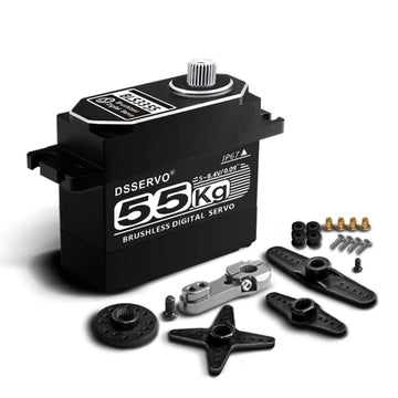 55KG Waterproof Brushless servo Full Metal Gears High Torque Fast Digital Servo for 1/8 1/10 1/12 RC Car/Shockproof Rc Car Servo