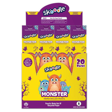 SKOODLE Monster Series Paper Rolled Pencils, Super Dark HB Graphite Pencils, 100% Recycled Pencil, NonToxic, Set of 10 Pencils,
