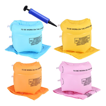 8 Pcs 4 Colors Arm Floaties Inflatable Swim Arm Bands Floater Sleeves Swimming Rings For Kids Toddlers And Adults