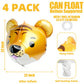 4D Wild Woodland Jungle Tiger Head Balloons Farm Zoo Safari Animal Tiger Balloons, 4 Pack 23'' Tiger Helium Mylar Foil Balloons