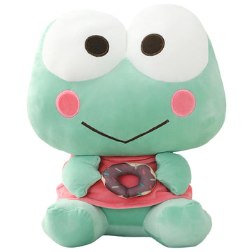 ELAINREN Donut Frog Plush Cuddly Frolick Frog Stuffed Animals Green Fernando Frog Plushie Gifts Easter/Birthday 13.8''