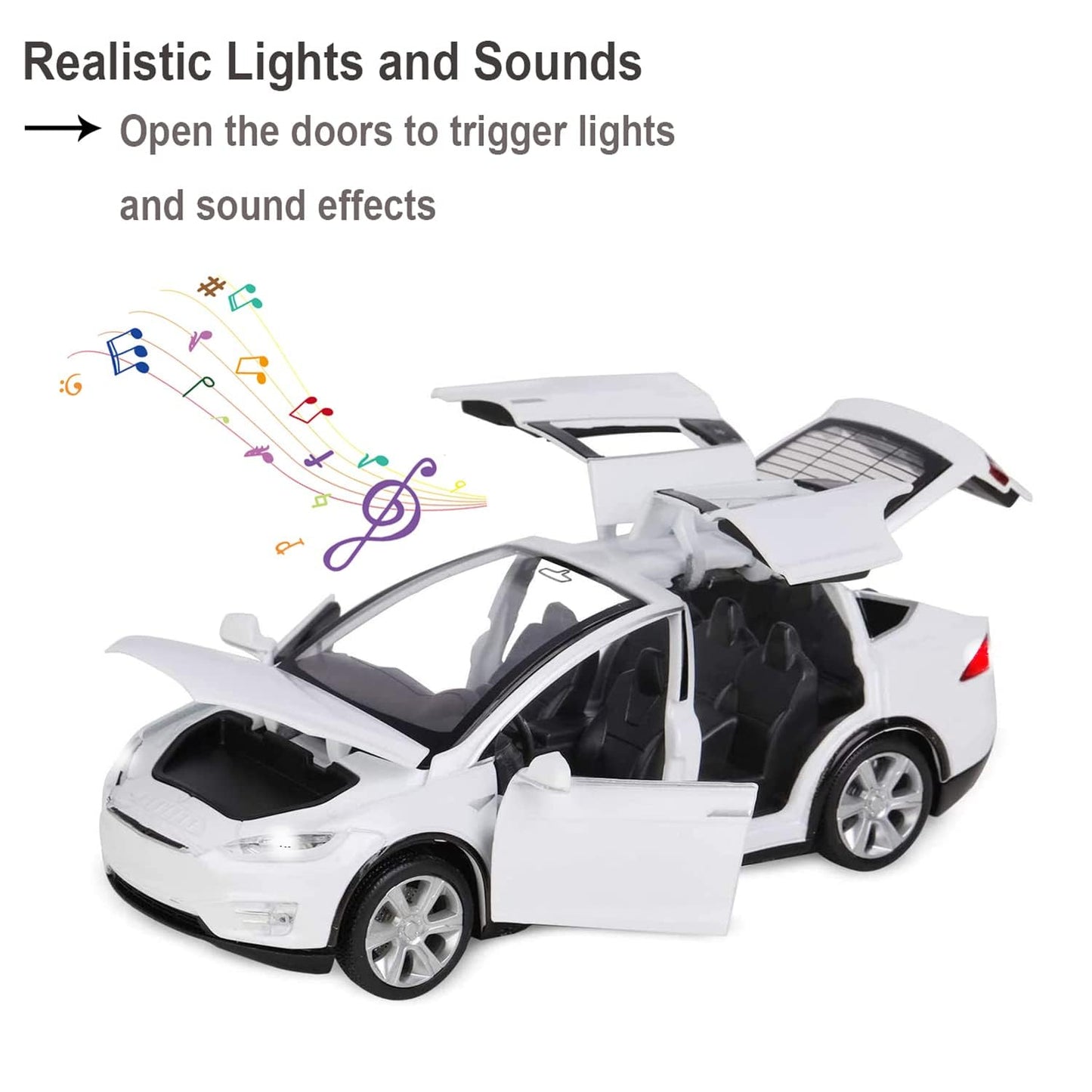 SASBSC Diecast Car 1:32 Pull Back Vehicles Alloy Model Cars Toy Cars for 4 to 12 Years Old White