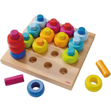 HABA Rainbow Whirls Wooden Shape Sorter, Educational Toy for 2+, Multicolor, Medium, Model 2202, Fine Motor Skills Development
