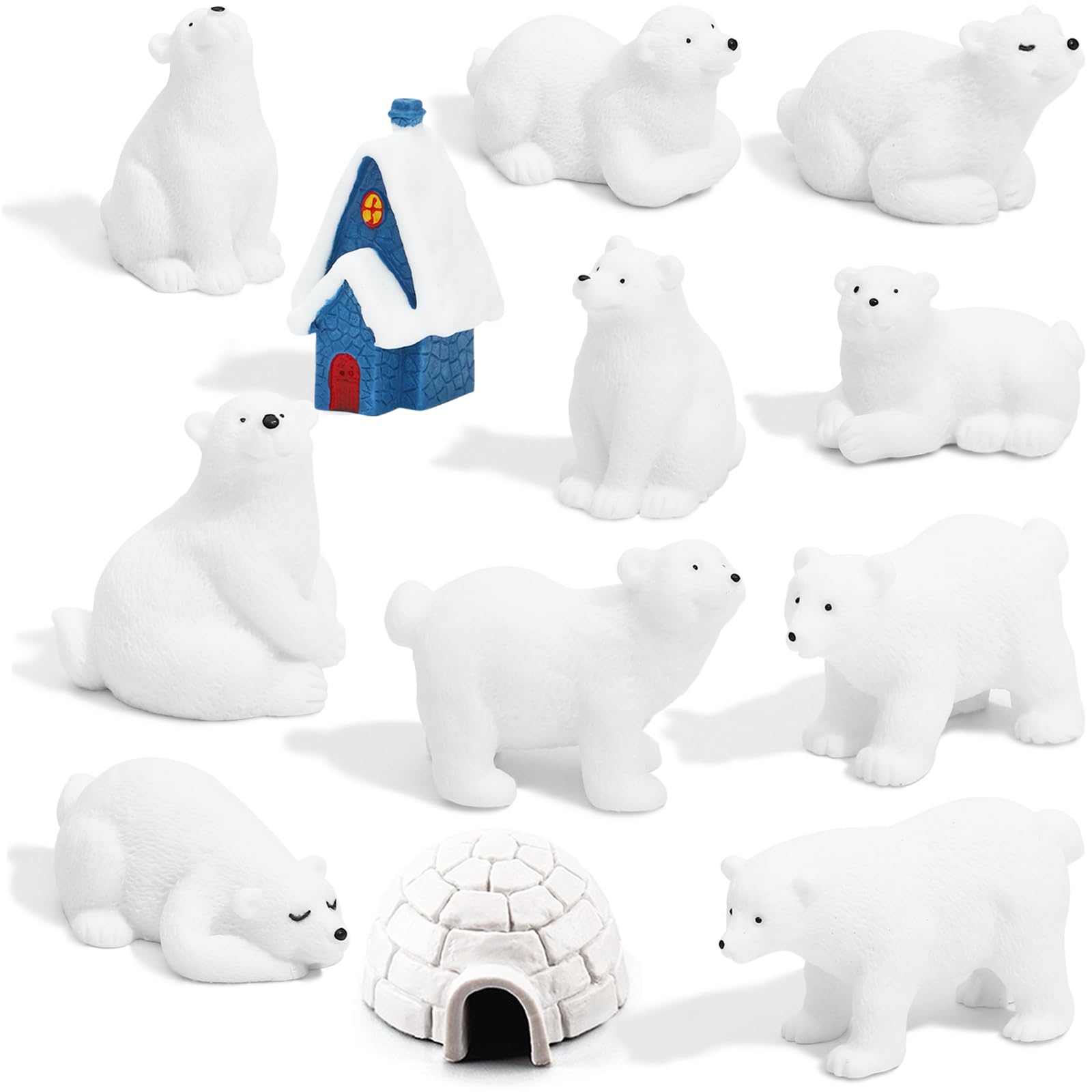 Onest 12 Pieces Mini Arctic Animals Figurines Set Polar Bear Figurines Plastic Arctic Animal Toy Small Polar Bear Polar Animal Figurines Set For Kids Birthday Gift