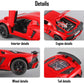 Lambo Toy Car Model Red Aventador Pull Back Vehicles Diecast with Light & Sound