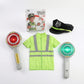 SNAPPSY Reflective Traffic Officer Costume Vivid Green Police Costume with Toy Handheld Role Play Outfit ShortSleeve for Childr