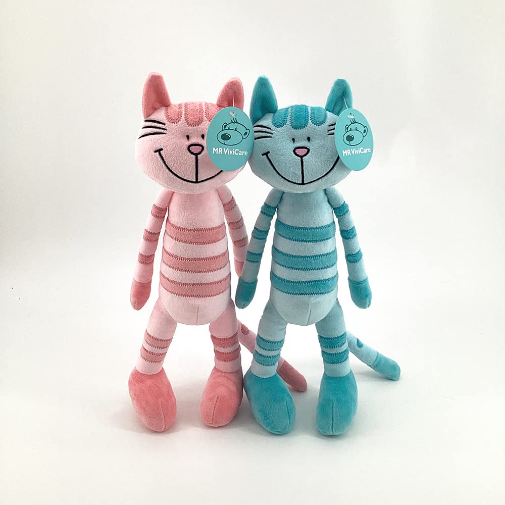 Mr Vivicare 13'' Blue Huggable Standing Cat Stuffed Animals Plush Toy,Stuffed Cat Plush Toys For Girls,Cat Toys For Kids,Great G