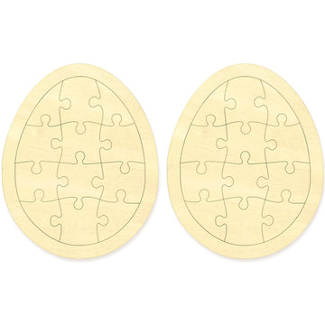 Easter Egg Blank Puzzle With 12 Pieces To Draw On Pack Of 2, Each Piece Is Unique, Blank Wooden Jigsaw Puzzles With Tray For Cra