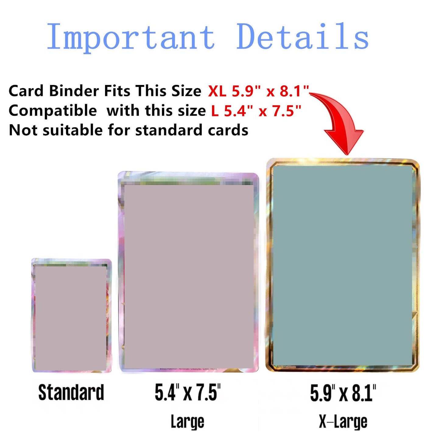 Card Binder for Jumbo/Oversized Cards  80+ Pockets Card Storage Abulm with 40+ Double-Sided Removable Pages  enhanced Leather Binder for Trading/Gaming Cards (Black  X-Large 5.4x7.5)