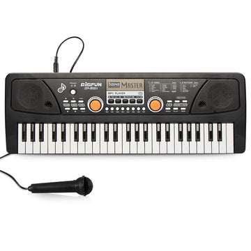 Raimy 49 Keys Piano Keyboard For Kids - Portable Electronic Digital Piano With Microphone, Learning Educational Music Keyboard Piano For Beginners Gifts Toys For Boys Girls Toddlers (Black)