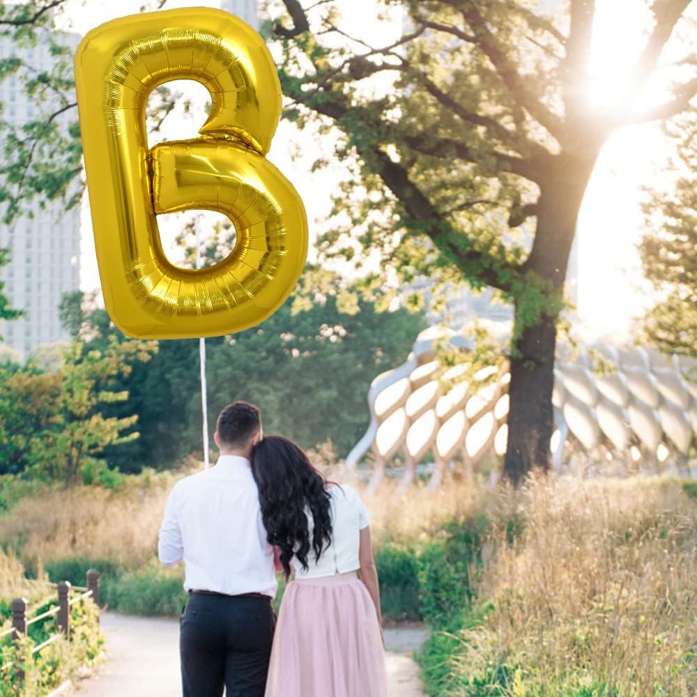 Toniful 40 Inch Large Gold Letter B Balloons Helium Balloons,Foil Mylar Big Balloons For Birthday Party Anniversary Supplies Dec