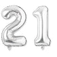 Flyloons 21 number Silver Foil Balloon 16 inch Size Birthday Decoration Items Pack of 2 | 21st Year Balloons | Twenty One