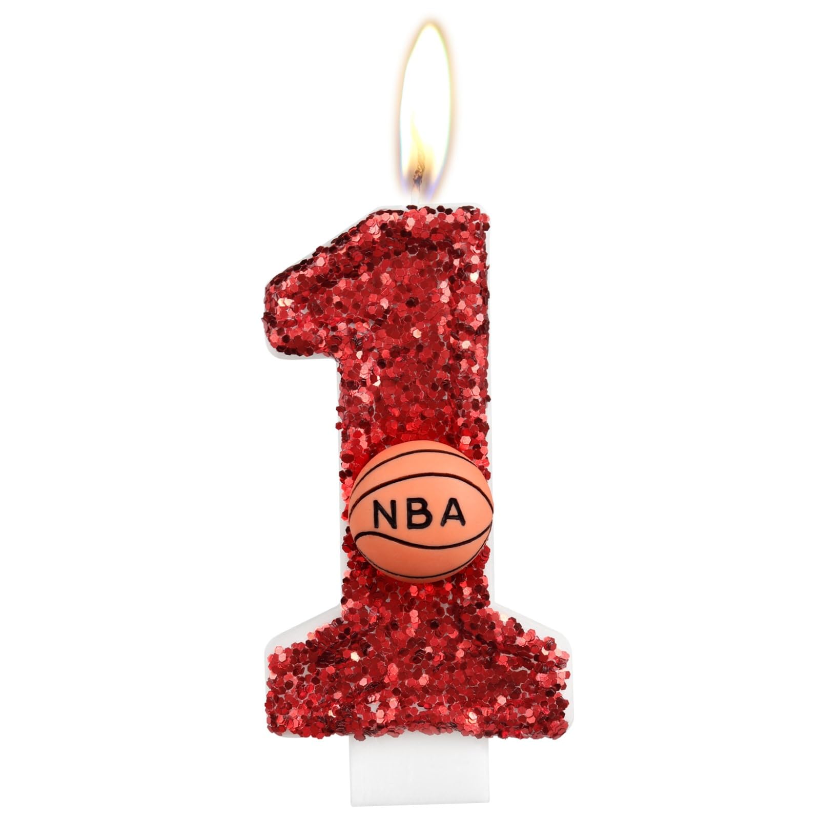iNINGER Birthday Candle Number 1 Red NBA Birthday Cake Candle with Red Basketball Birthday Candle 1st,Birthday Party Kids Adults