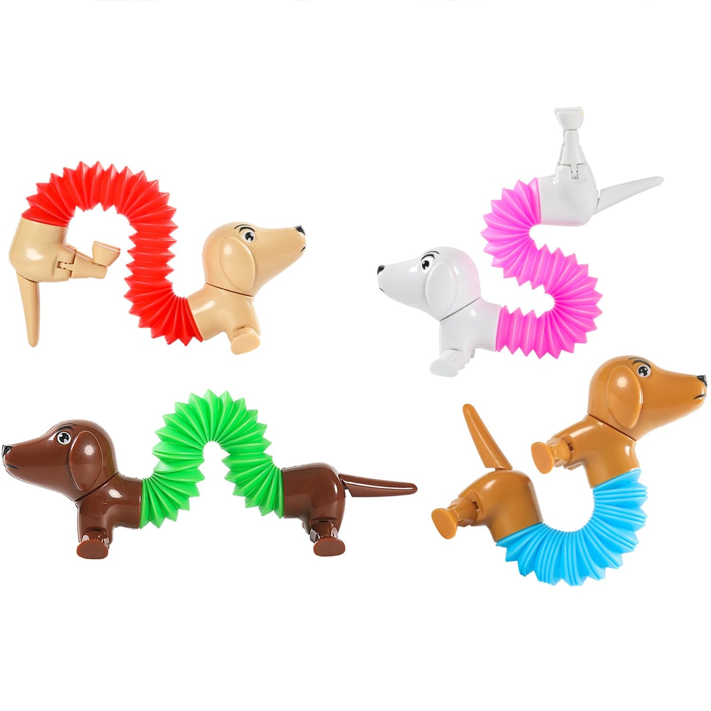 Dog Pop Tubes,Toy Dog,Animal Pop Tubes,Robot Dog,Fidget Toys For Kids,Sensory Toys For Kids 5-7,Dog Party Favors,Small Toys,Dog Toys For Kids,Sensory Tubes,Autism Sensory Products(4 Pack Dog)