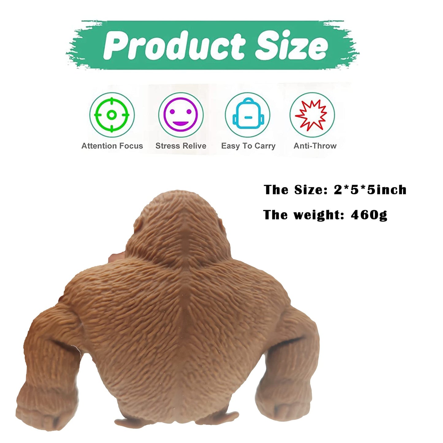 Monkey Toy Figure For Kids And Adults, Decompress And Stretch Stress Gorilla, Stress Relief Toy For Children And Adults, Gift For Easter, Birthday