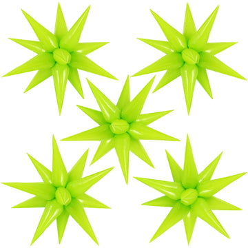 60 Pcs Fruit Green Star Balloons Foil Starburst Balloons Explosion 12 Point Cone Balloons Large For Wedding Anniversary Backdrop