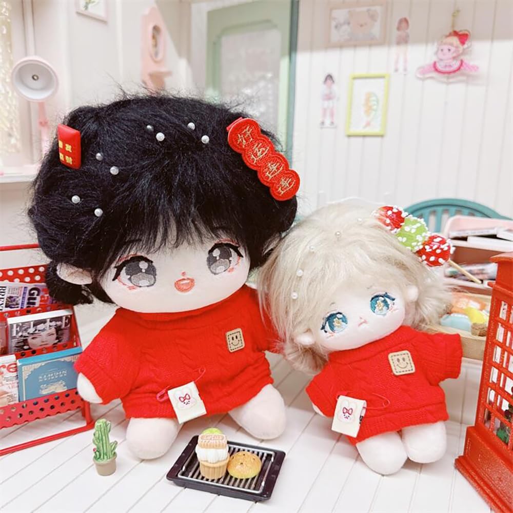 Niannyyhouse 10Cm Plush Doll Clothes Cartoon Pattern Knit Sweater Dolls Accessories Dress Up (Pink)