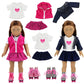 Barwa 2 Sets Doll Clothes And 2 Pairs Ice Skates Boots Shoes Fashion Autumn Clothing Dress Sets Compatible For 18 Inch Doll Xmas Gift