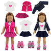 Barwa 2 Sets Doll Clothes And 2 Pairs Ice Skates Boots Shoes Fashion Autumn Clothing Dress Sets Compatible For 18 Inch Doll Xmas Gift