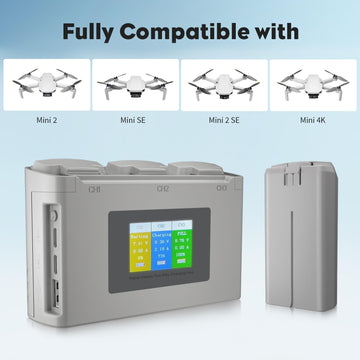 Aovee Mini 2 Battery Mini 4K Battery and Mini 2 SE Intelligent Battery with Display Two-Way Charging Hub,Compatible with DJI Min