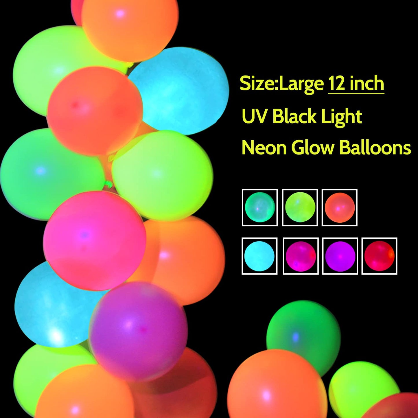 160 Pieces Colored Neon Balloons Glow Party Balloons Glow In The Dark Party Supplies Black Light Balloons Neon Latex Uv Reactive