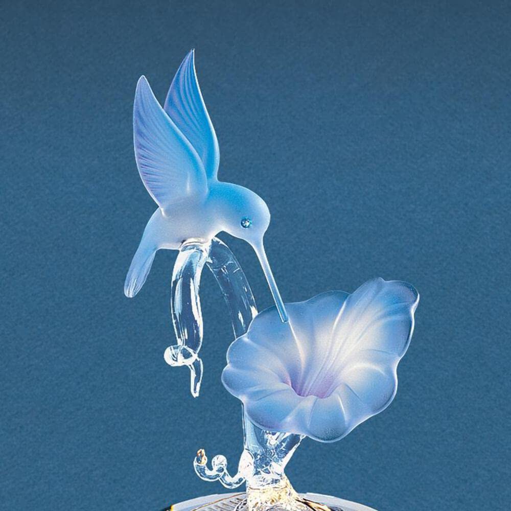 Glass Baron Hummingbird & Blue Flower Glass Figurine