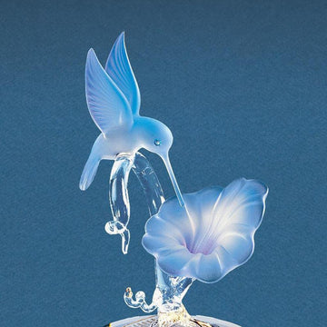 Glass Baron Hummingbird & Blue Flower Glass Figurine