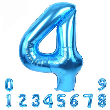 Toniful 40 Inch Blue Large Numbers Balloon 0-9 Birthday Party Decorations,Foil Mylar Big Number 4 Balloon Digital 4 For Birthday