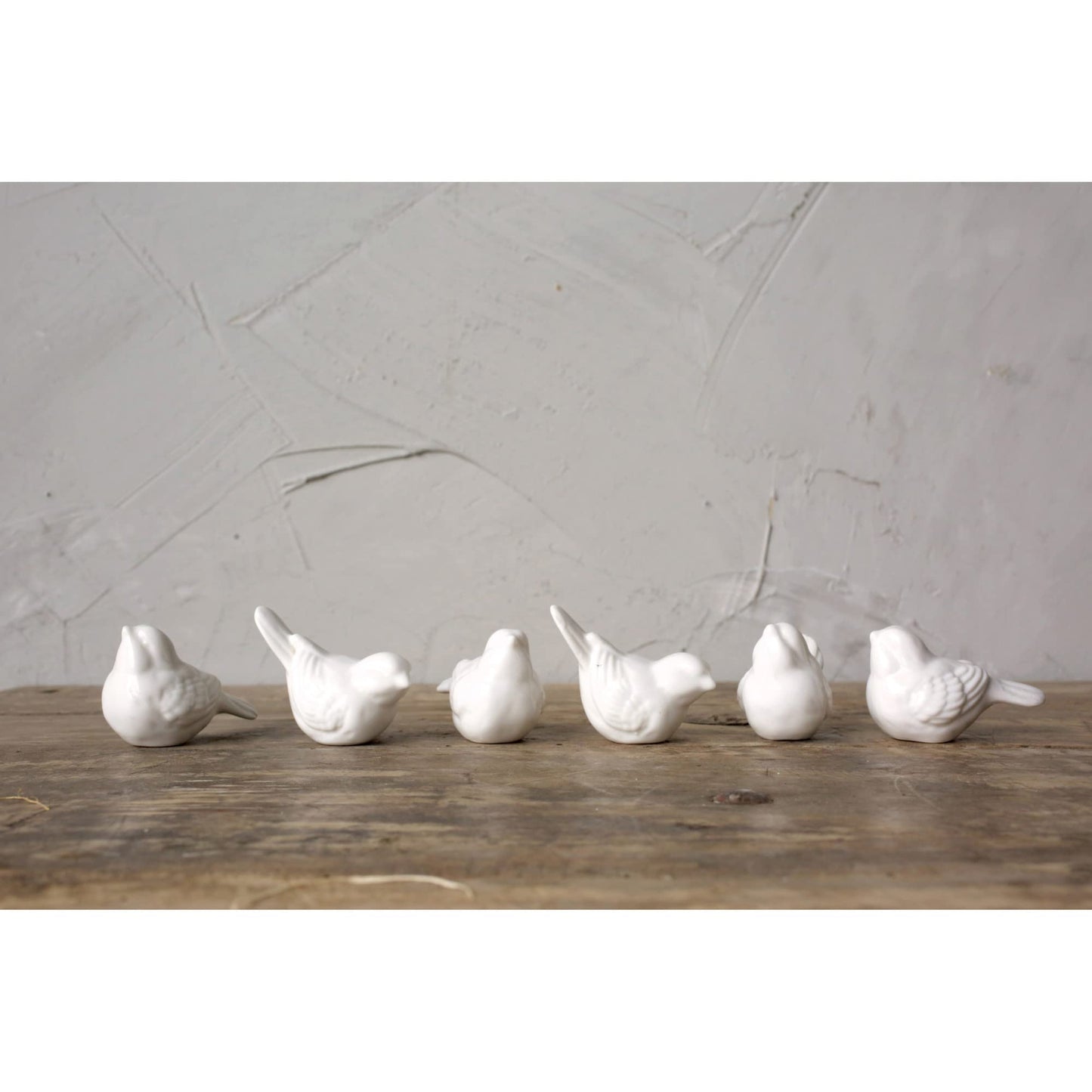 Creative Co-Op Set of 6 White Ceramic Birds - 2.5" Decorative Figurines, Model DE5729