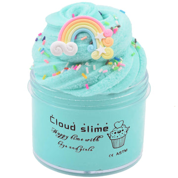 Rainbow Cloud Slime 7Oz Ocean Blue Premade Snow Slime 200Ml Cloud Slime Scented Silk Mud With Charm Diy Xmas Toys For Girls Boys Party Favors