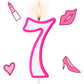 MTLEE Hot Pink Girl Birthday Candle Numeral Birthday Candle Pink and White Birthday Cake Topper for Children Girls Birthday Deco
