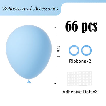 Voircoloria Light Blue Balloons, 66Pack 12Inch Baby Blue Latex Party Balloons For Boys Girls Birthday Party, Baby Shower, Weddin