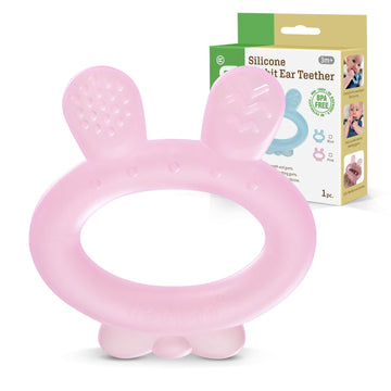 Haakaa Silicone Baby Teether - Rabbit Ear Frozen Teething Toy For Babies 3-6 Months- Cold Teething Relief - Bpa Free Silicone-Pi