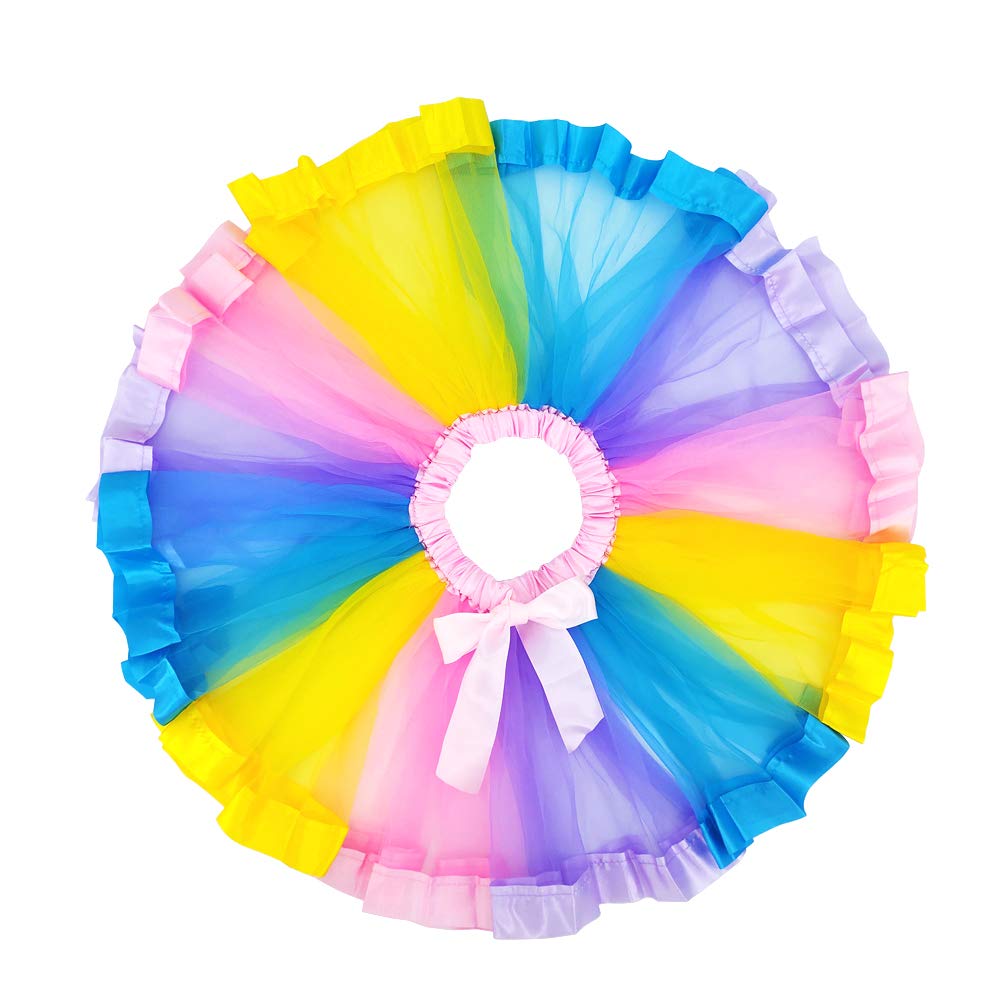 Bgfks Layeredtulle Rainbow Tutu Skirt For Newborn Baby Girls 1St Birthday Photography Outfit Sets. (Light Rainbow, 0-24 Months)